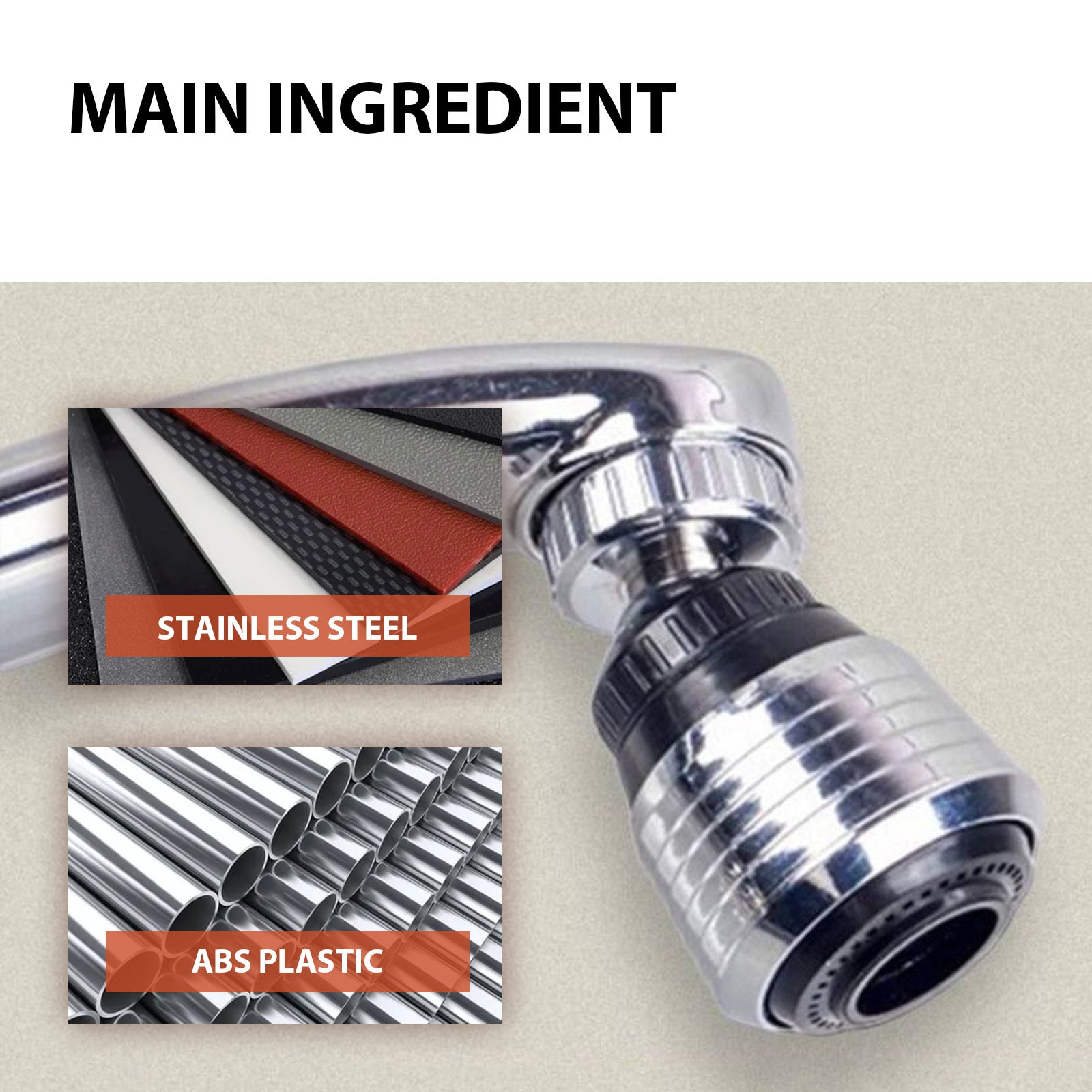 Shopi Vella kitchen tap filter nozzle made of stainless steel and ABS plastic for durable kitchen use
