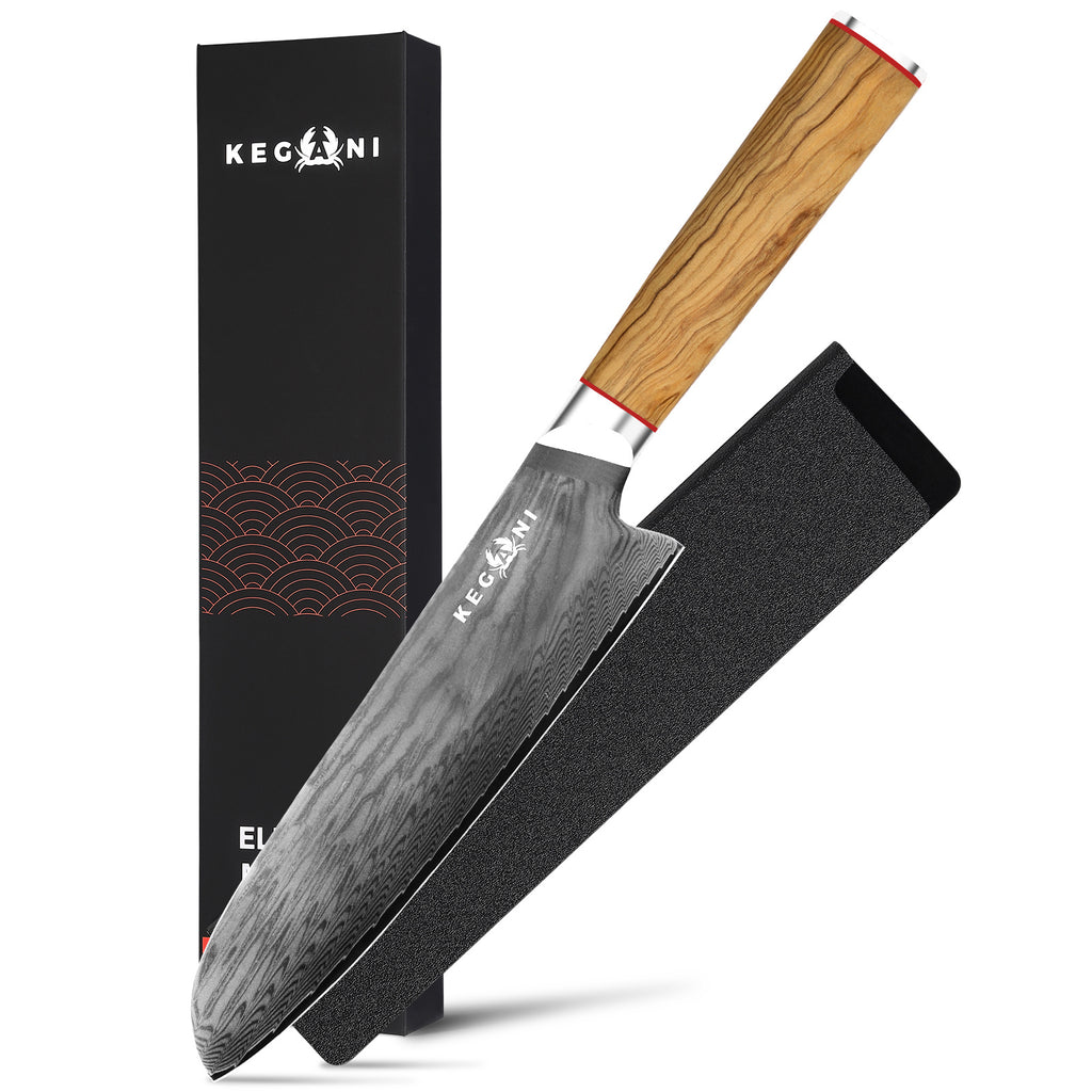 Shopi Vella 8 inch kiritsuke kitchen knife with wooden handle and protective sheath