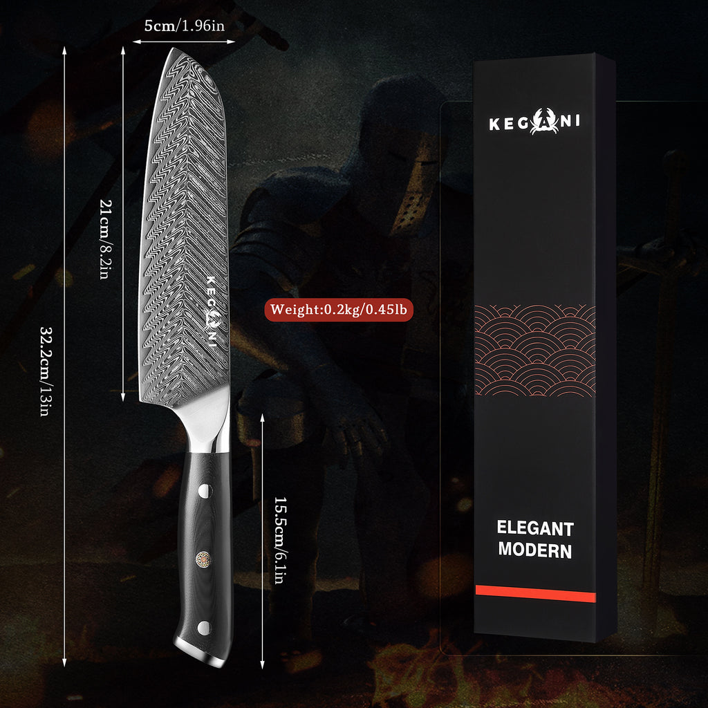 Shopi Vella G10 handle Japanese knife with sheath featuring detailed blade and ergonomic handle