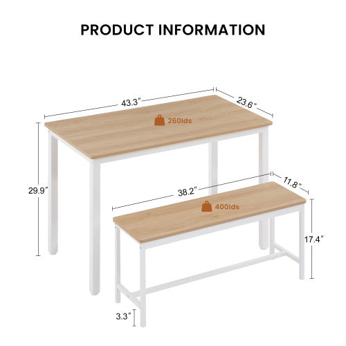 Shopi Vella home storage kitchen table counter with chairs featuring wooden top and white metal frame