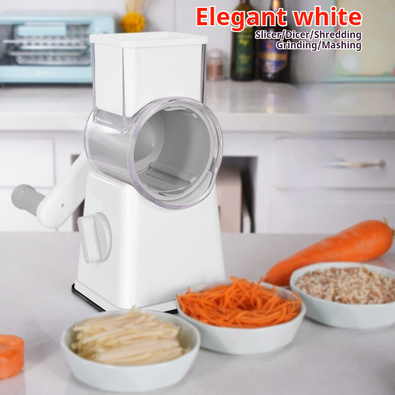 Shopi Vella elegant white kitchen vegetable slicer with handle for slicing dicing shredding and mashing