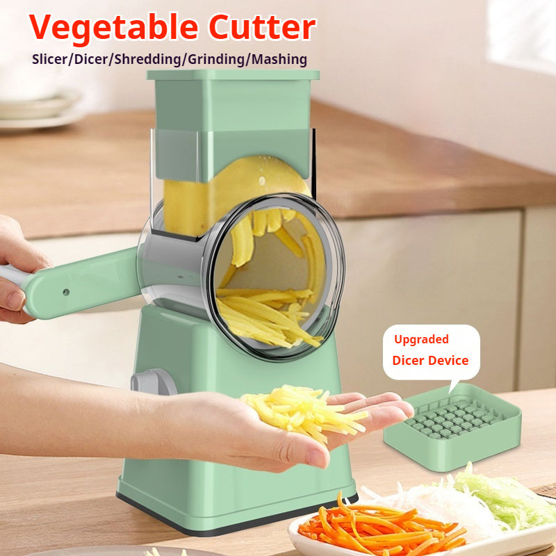 Shopi Vella kitchen vegetable slicer in mint green for slicing dicing shredding and mashing vegetables