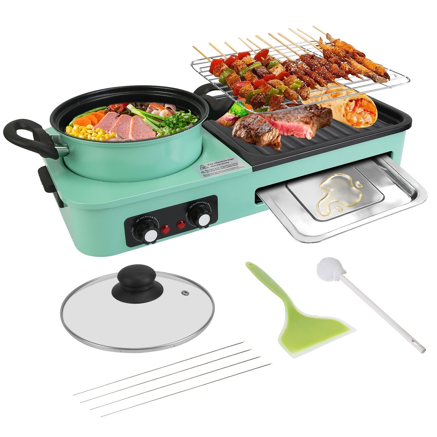 Shopi Vella Korean BBQ grill with shabu shabu hot pot electric grill with pot and accessories