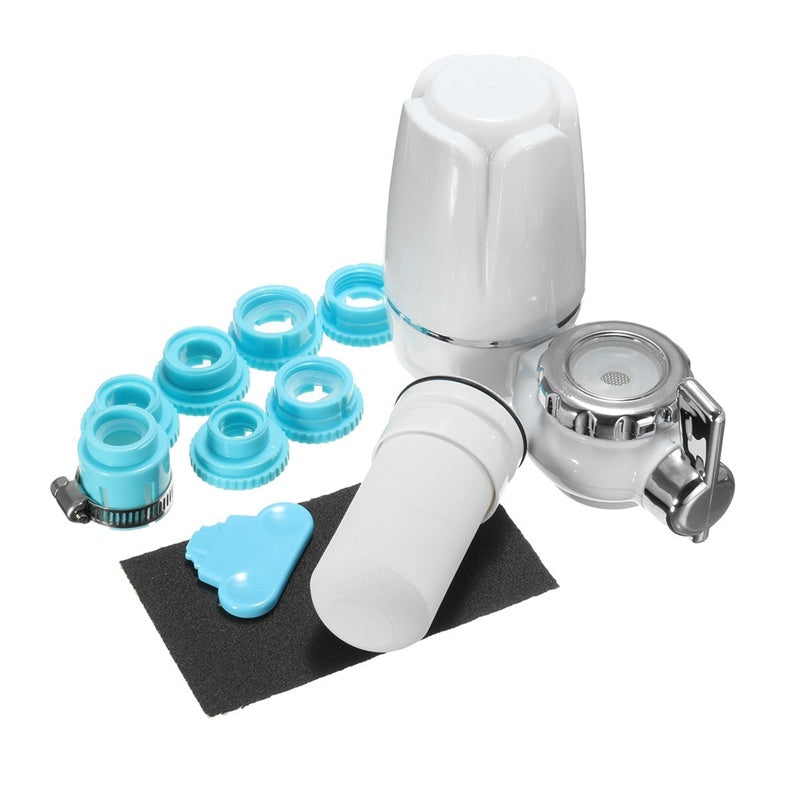 My Store kitchen faucet water filter with multiple blue adapters and white filtration unit for clean water