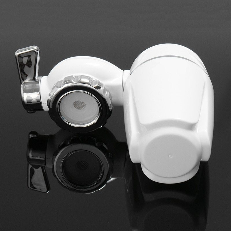 White kitchen faucet water filter attachment with chrome lever for clean water filtration