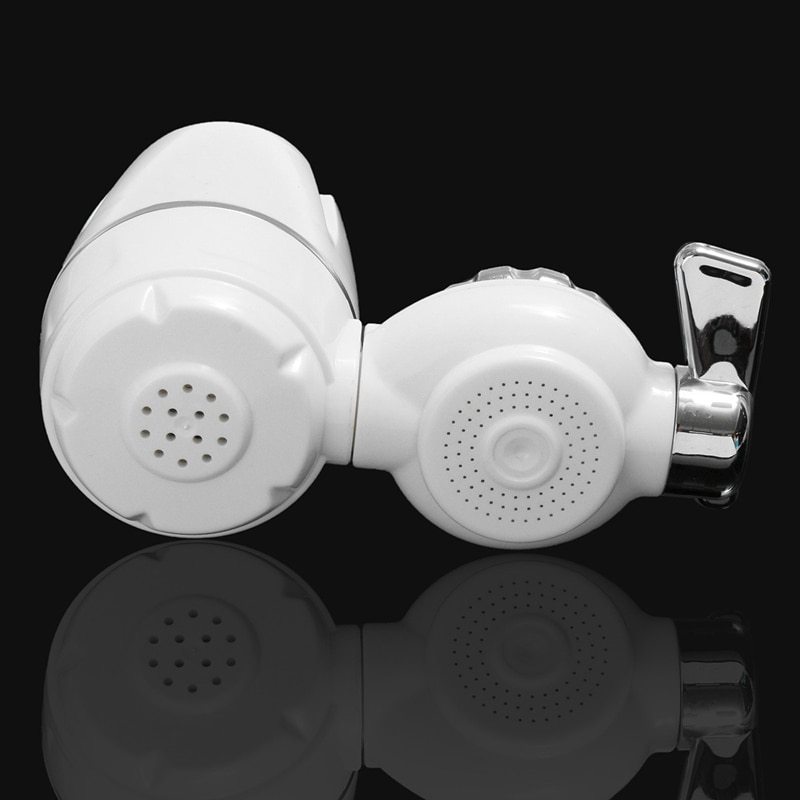 White kitchen faucet water filter attachment with lever for clean drinking water