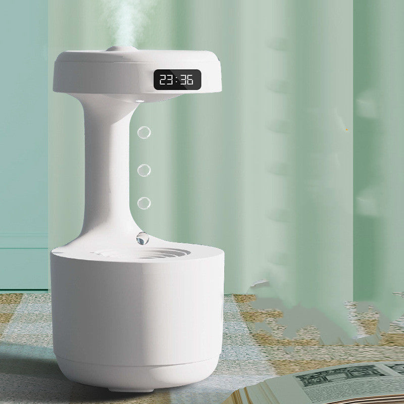 Shopi Vella large capacity aroma diffuser in white with digital clock display emitting mist