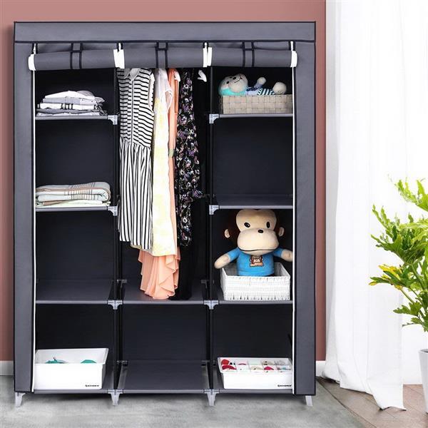 Shopi Vella large fabric wardrobe 130x45x167cm with multiple shelves and hanging space for clothes and toys