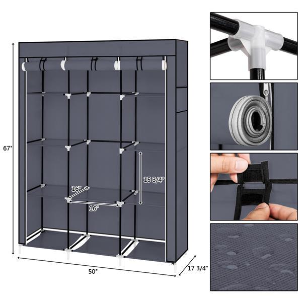 Shopi Vella large fabric wardrobe 130x45x167cm with durable frame and easy assembly details