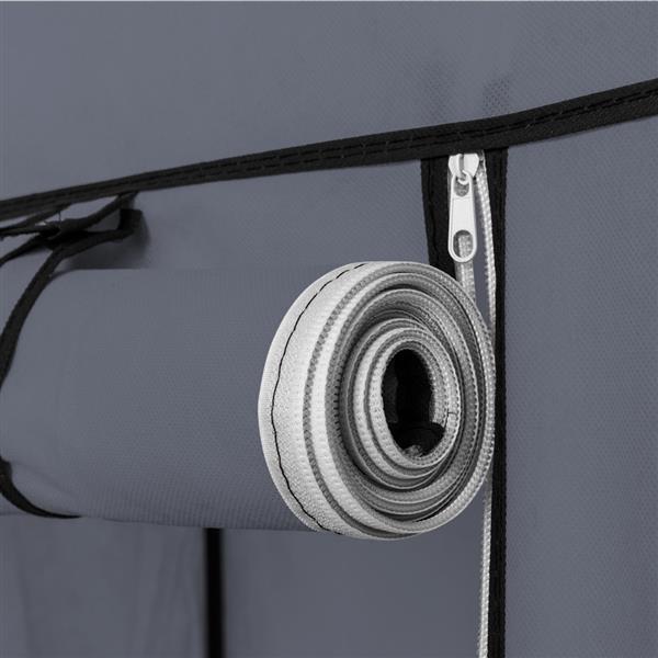 Close-up of zipper and rolled fabric cover on large fabric wardrobe 130x45x167cm by Shopi Vella