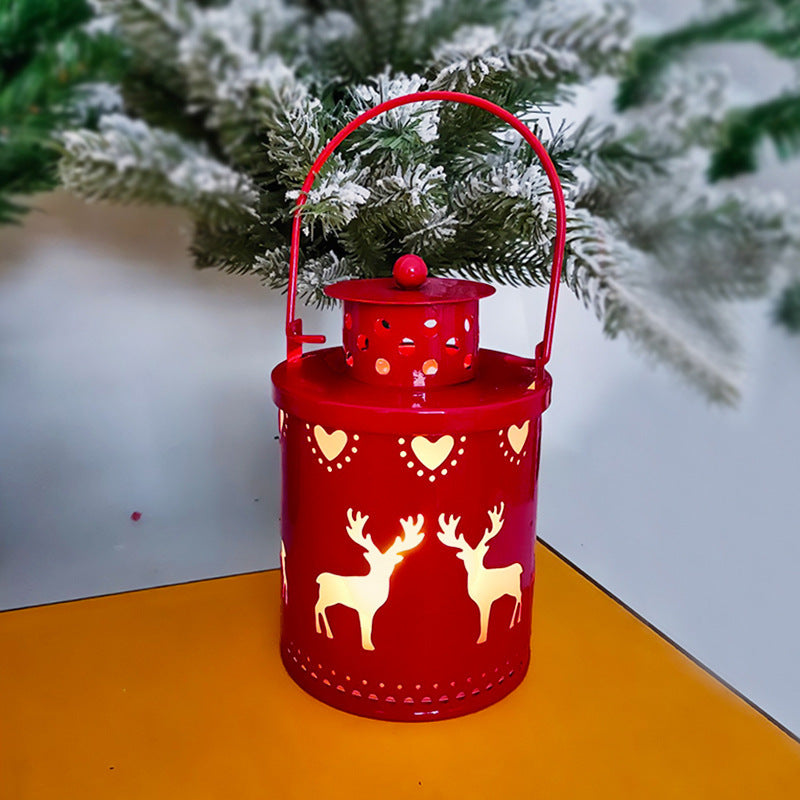 Shopi Vella red LED Christmas candle lanterns with reindeer and heart cutouts for festive home decor