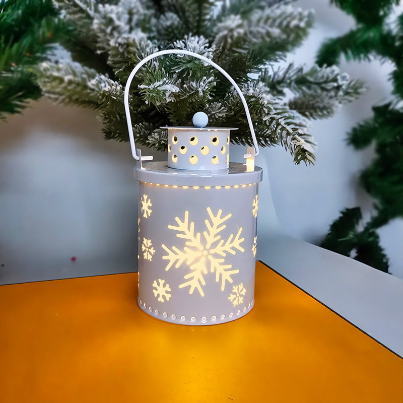 Shopi Vella white LED Christmas candle lanterns with snowflake design for holiday home storage decor