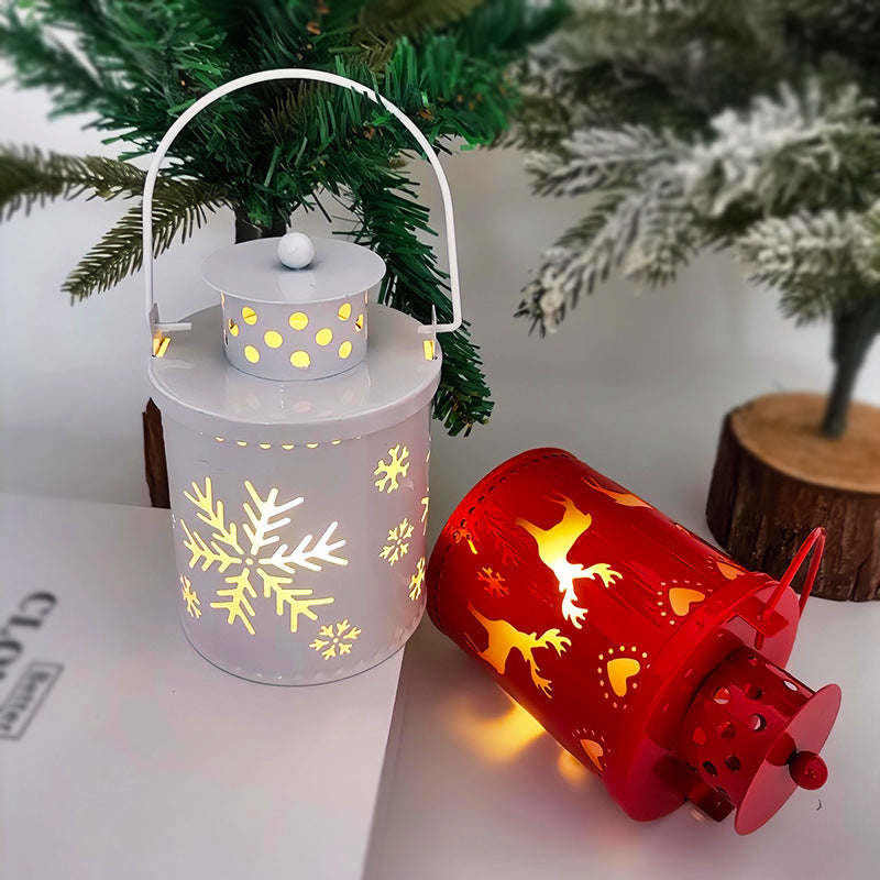 Shopi Vella LED Christmas candle lanterns in white and red with snowflake and reindeer designs for home storage decor