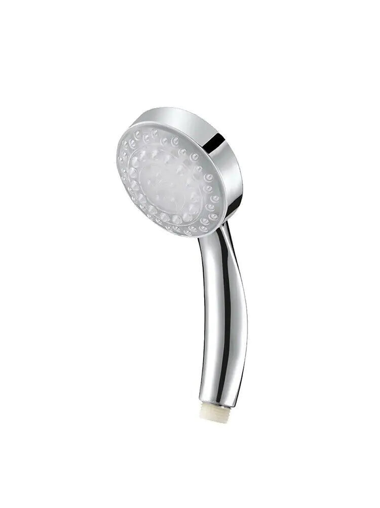Chrome handheld LED color changing shower head with multiple water nozzles for bathroom use