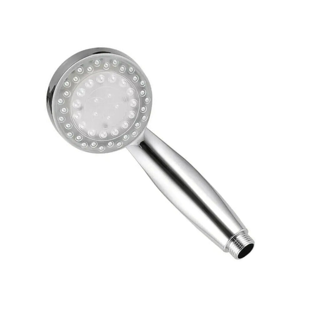Sleek chrome LED color changing shower head with multiple nozzles for vibrant water flow
