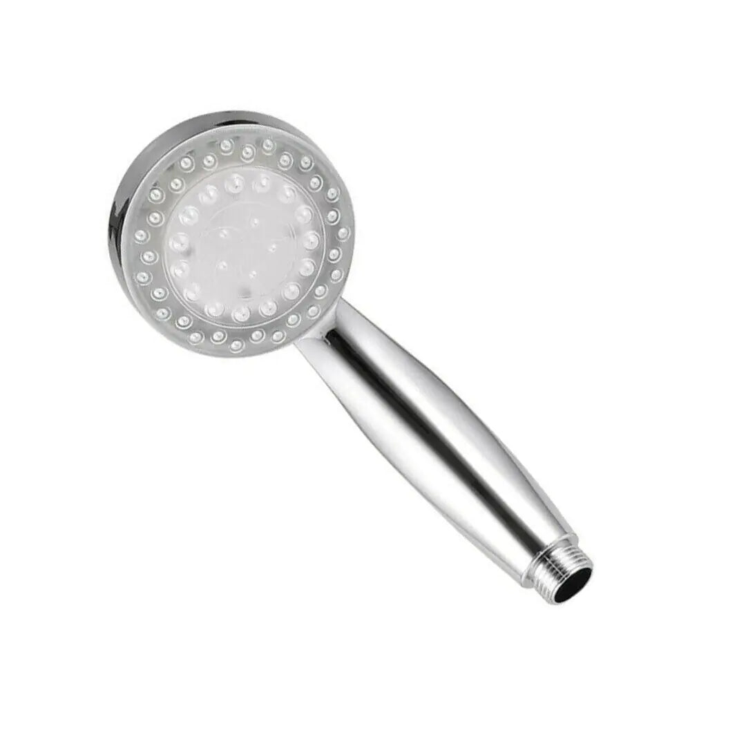 Sleek chrome LED color changing shower head with multiple nozzles for vibrant water flow