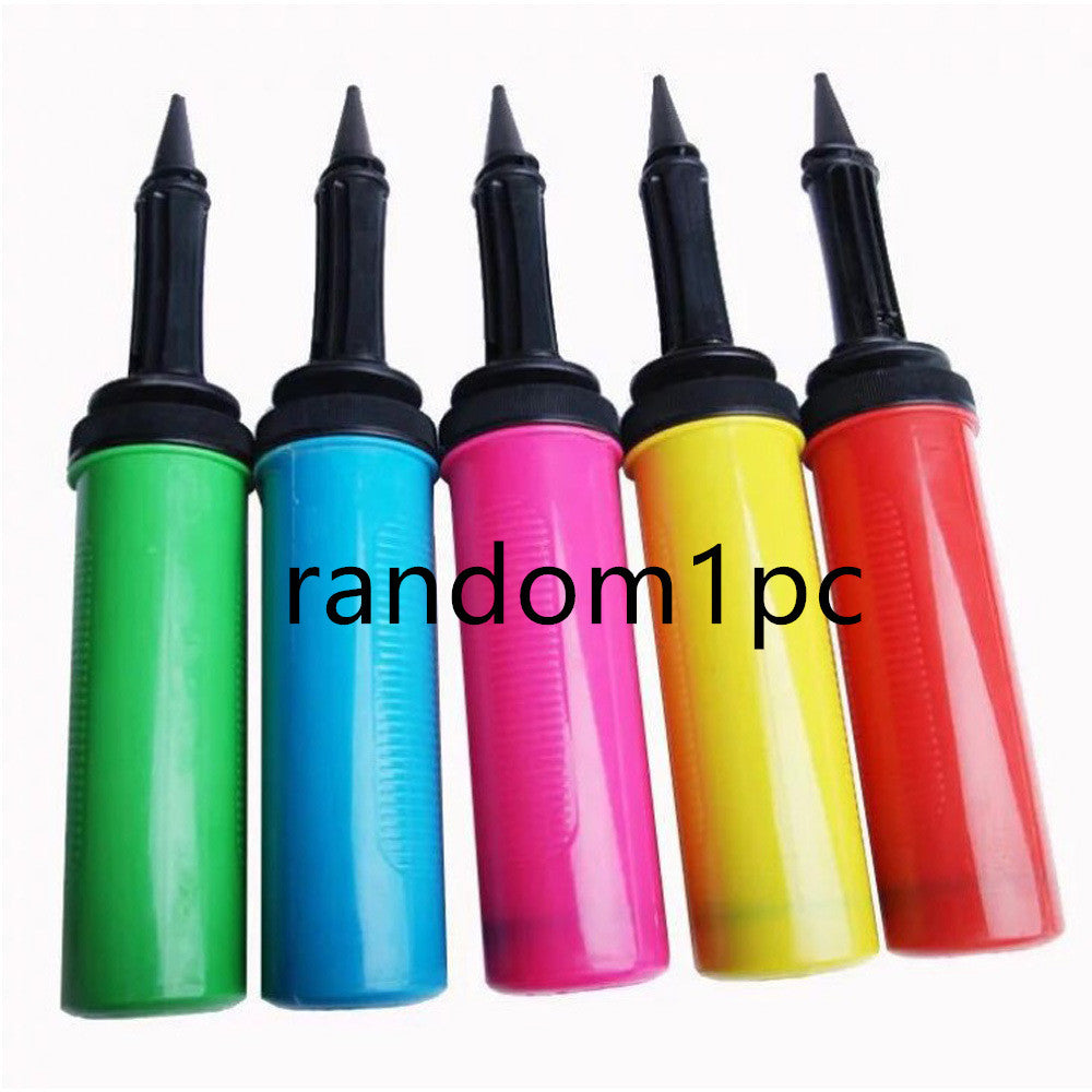 Set of colorful balloon pumps for inflating LED rose balloon bouquet with easy grip handles