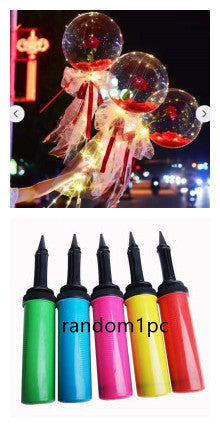 Shopi Vella LED rose balloon bouquet with glowing roses inside transparent balloons and colorful hand pumps