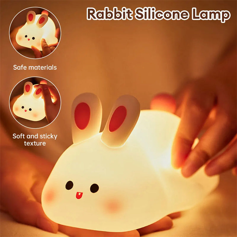 Shopi Vella LED touch sensor bedside lamp shaped like a cute rabbit silicone lamp with soft texture