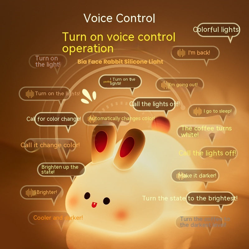 Shopi Vella LED touch sensor bedside lamp shaped like a cute rabbit with voice control and colorful lights