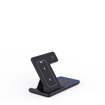 Shopi Vella LED wireless charger stand for Airpods in black with compact foldable design