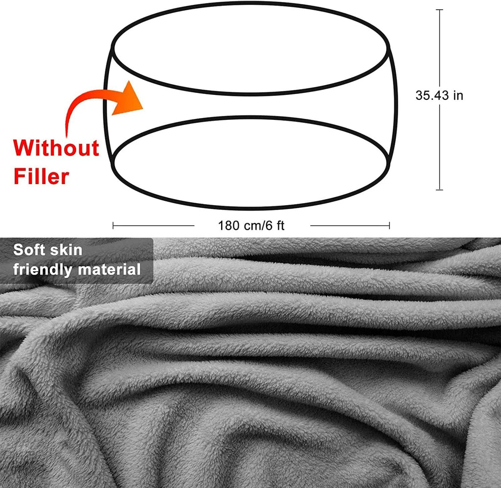 Living room bean bag cushion cover in soft skin friendly material with dimensions shown without filler