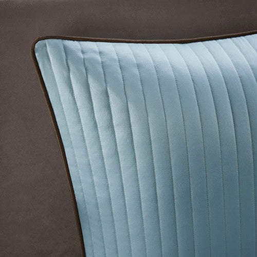 Blue quilted pillow from luxury bedding set with comforter full by Shopi Vella