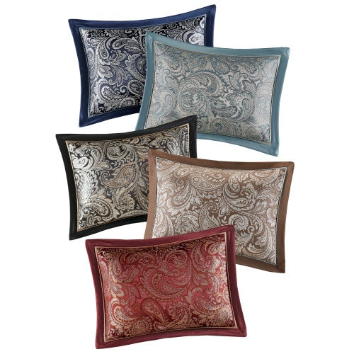 Shopi Vella luxury bedding set with comforter full featuring five decorative paisley print pillows in multiple colors