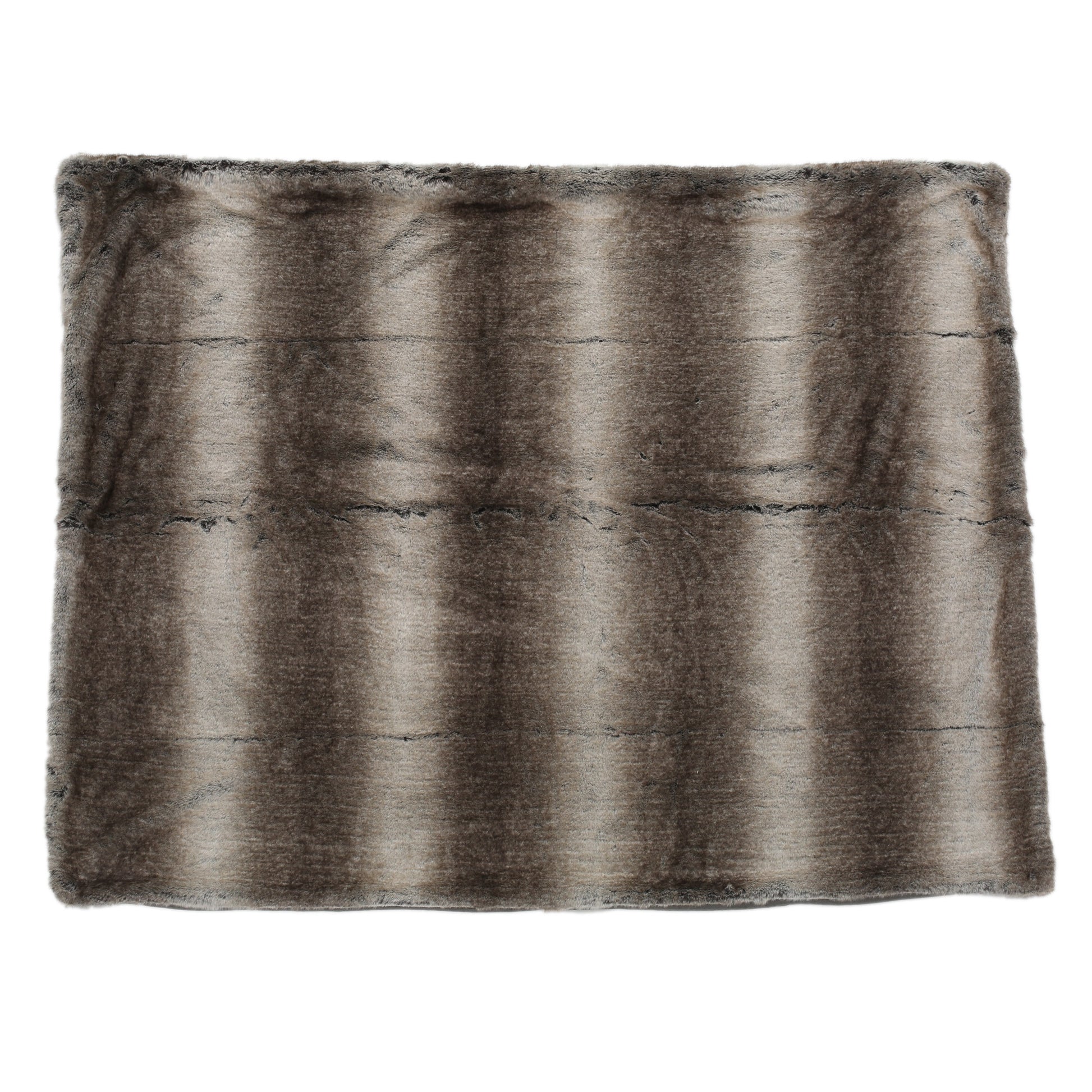 Shopi Vella luxury living room blanket in soft gray faux fur with striped texture design