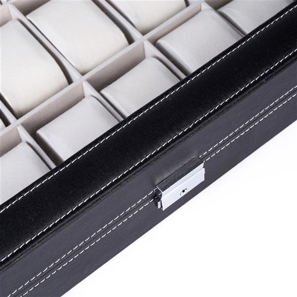 Shopi Vella luxury watch organizer case with black leather exterior and cushioned compartments