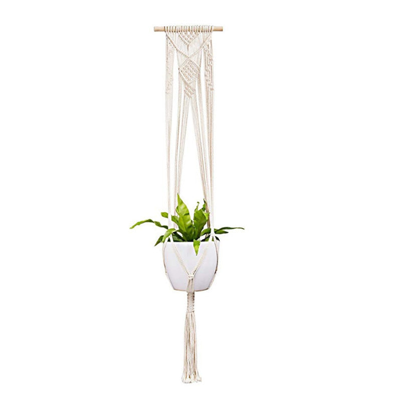 Shopi Vella macrame hanging plant holders for home with white pot and green plant