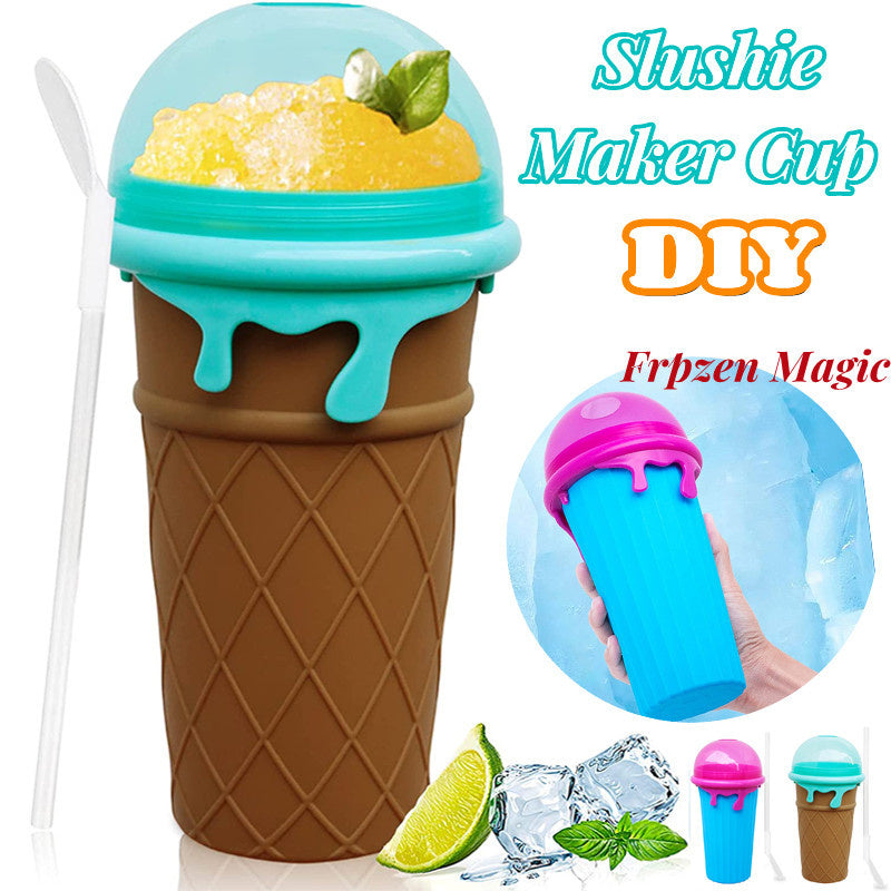 Shopi Vella magic slushy maker cup in ice cream cone design with spatula and colorful lids