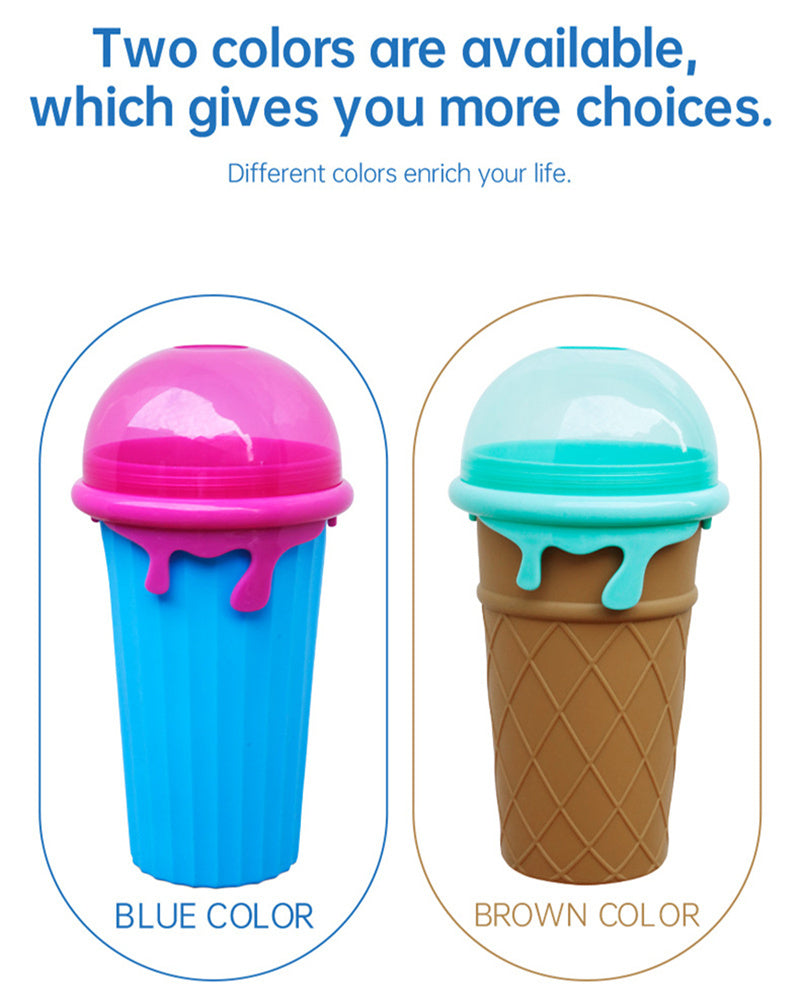 Shopi Vella magic slushy maker cup in blue and brown color options for kitchen storage