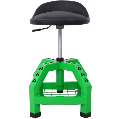 Shopi Vella mechanics rolling creeper seat with green base and adjustable black cushioned seat
