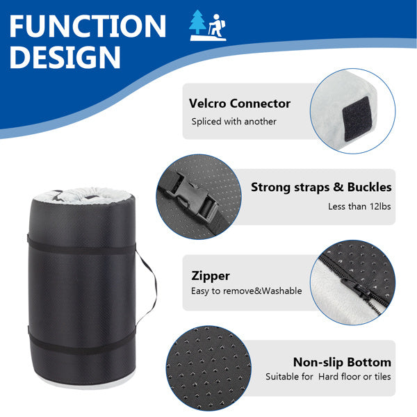 Rolled memory foam mattress topper with velcro connector strong straps zipper and non slip bottom