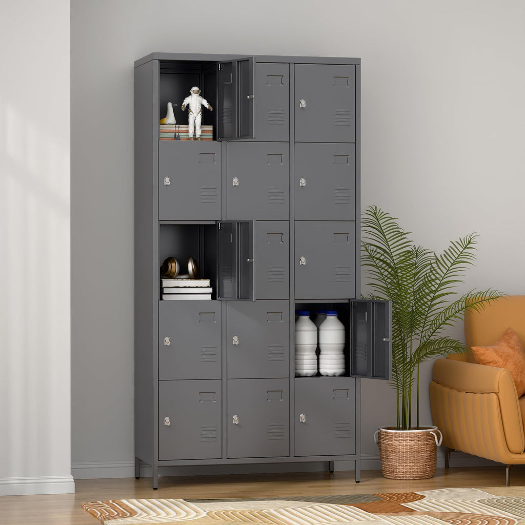 Shopi Vella gray employee lockers for office with multiple compartments in modern workspace