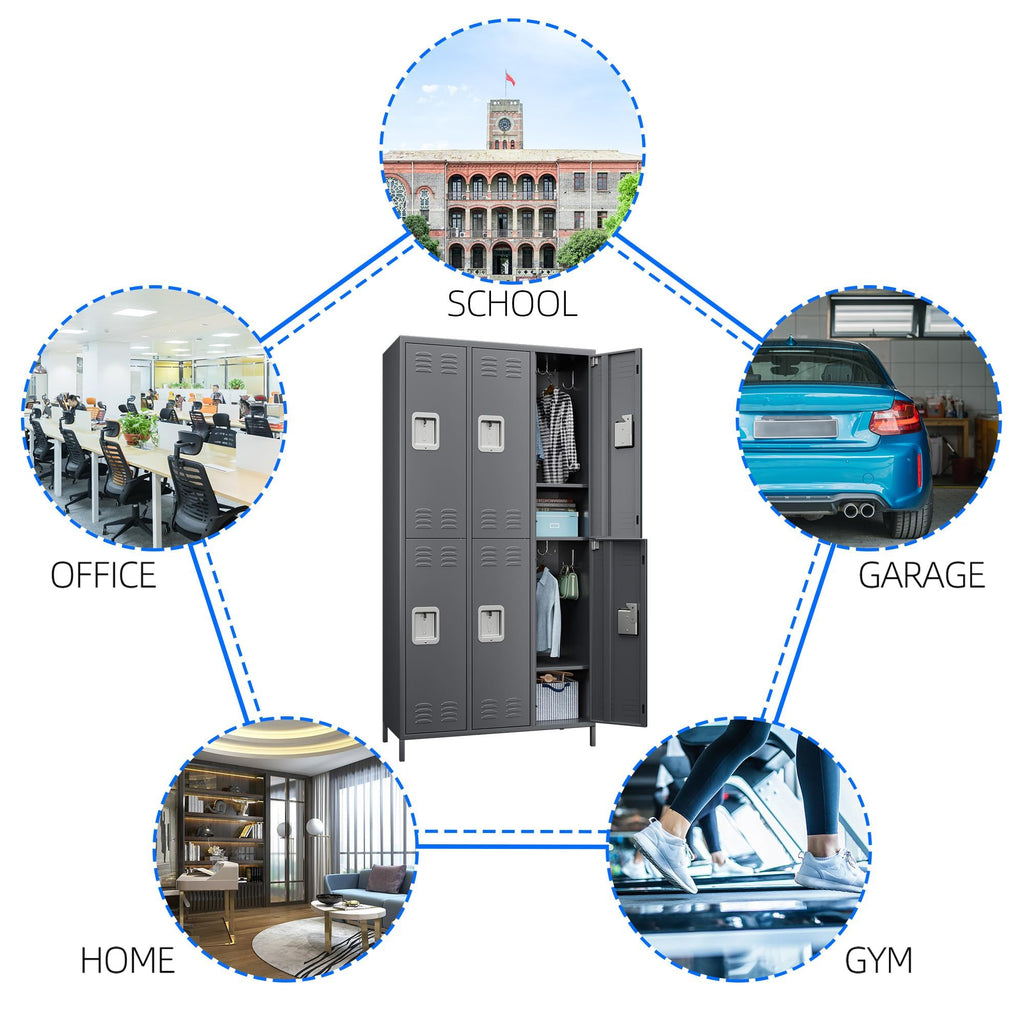 Shopi Vella metal lockers for employees with multiple compartments for clothes and storage in office gym school garage and home