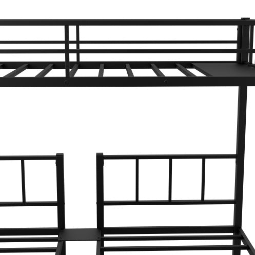 Black metal twin xl bunk bed black frame with sturdy guardrails and ladder by Shopi Vella