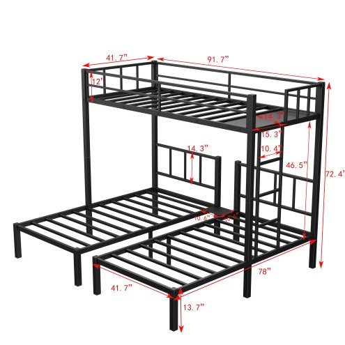 Shopi Vella metal twin xl bunk bed black with sturdy frame and detailed measurements for space planning