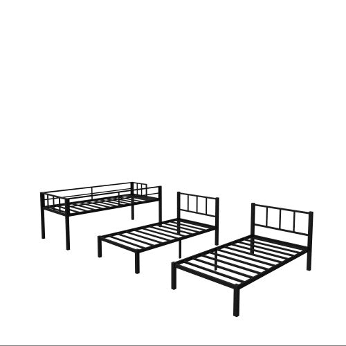 Shopi Vella metal twin xl bunk bed black frame with two separate black metal bed frames