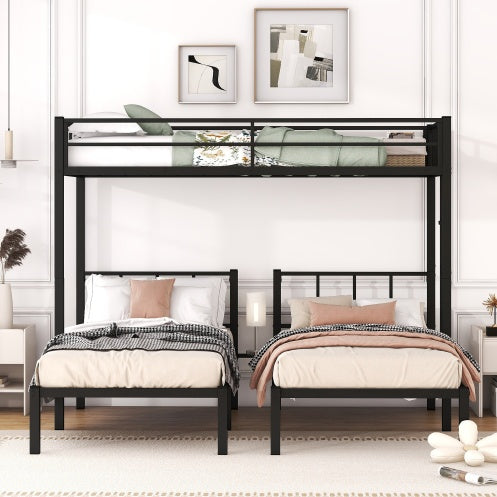 Shopi Vella metal twin xl bunk bed black with modern design featuring two twin beds and black metal frame