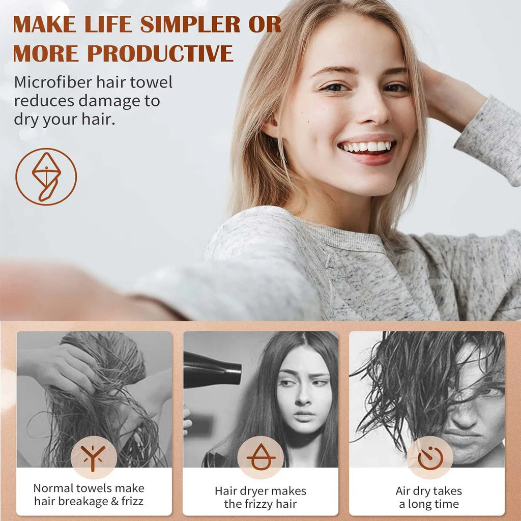 Shopi Vella microfiber hair towel wrap for women reducing hair damage and frizz with fast drying