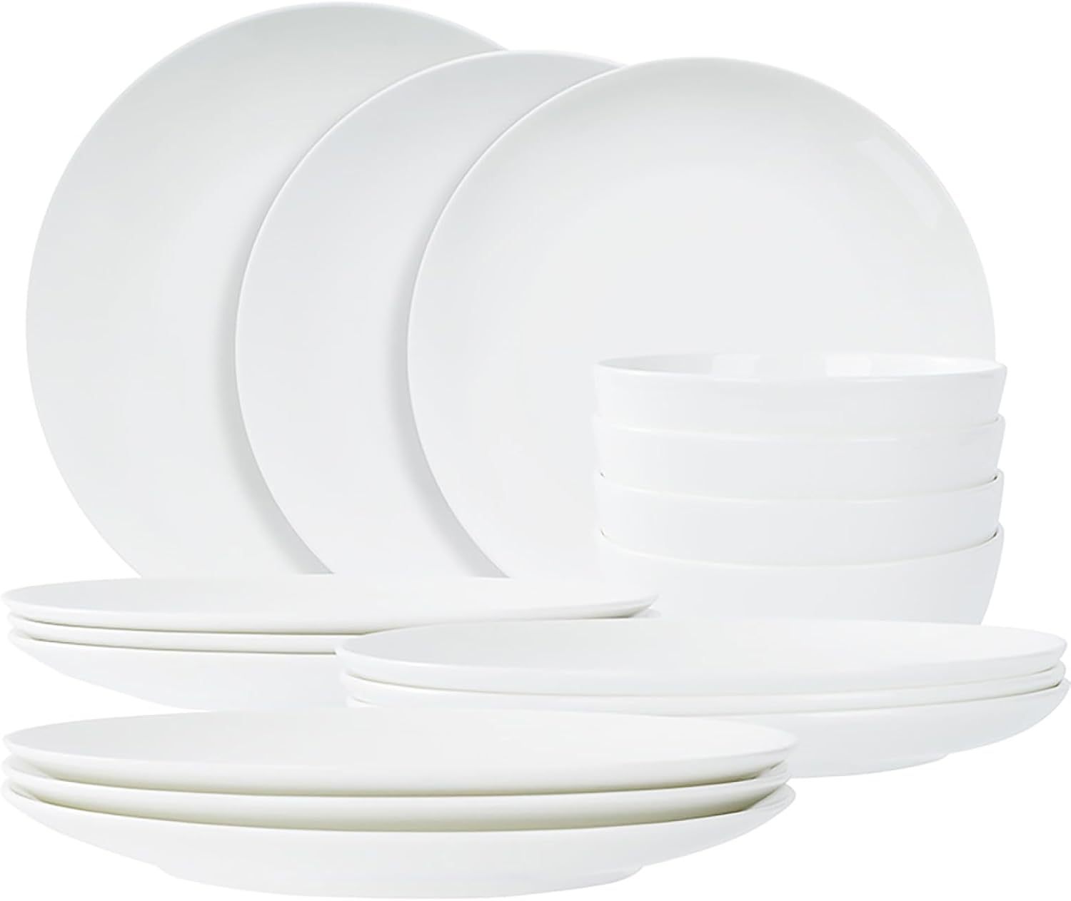 Shopi Vella white microwave and dishwasher safe dinnerware set with plates and bowls