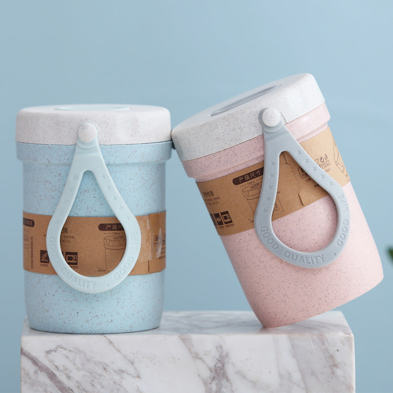 Shopi Vella microwaveable sealing soup pot in blue and pink with secure lid and handle for kitchen storage