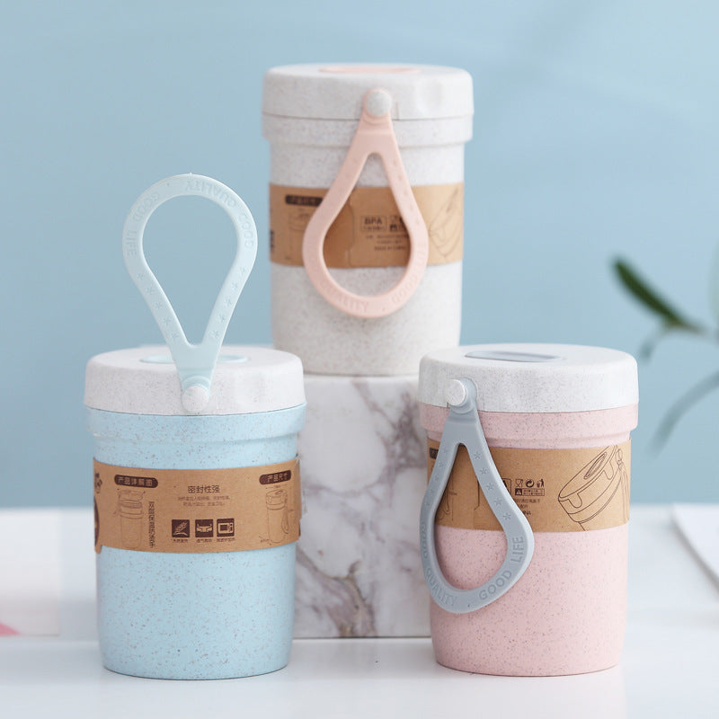 Shopi Vella microwaveable sealing soup pot set in pastel blue pink and beige with secure handles