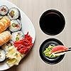 Shopi Vella mini condiment dipping bowls with soy sauce and wasabi served alongside sushi