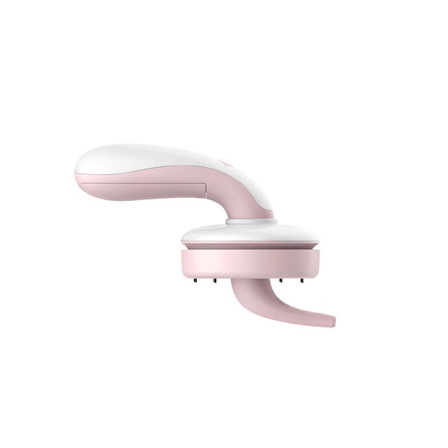 Shopi Vella pink and white mini desktop vacuum cleaner with ergonomic handle for easy use