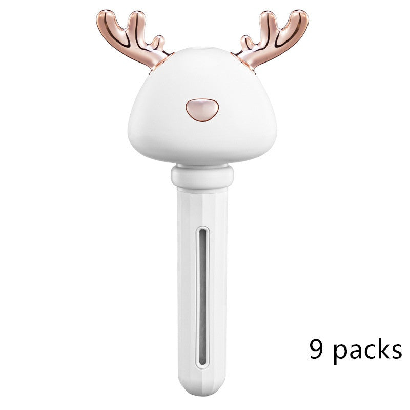 Shopi Vella mini USB humidifier with reindeer design and rose gold antlers for home storage use