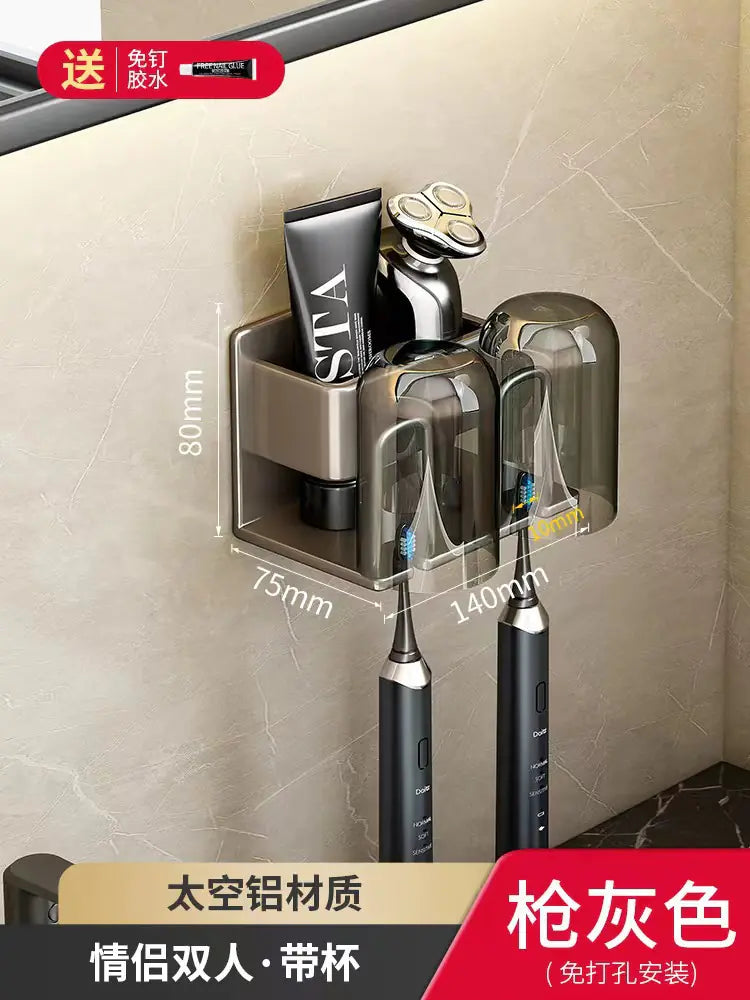Shopi Vella Wall-Mounted Toothbrush Holder with Storage Cup