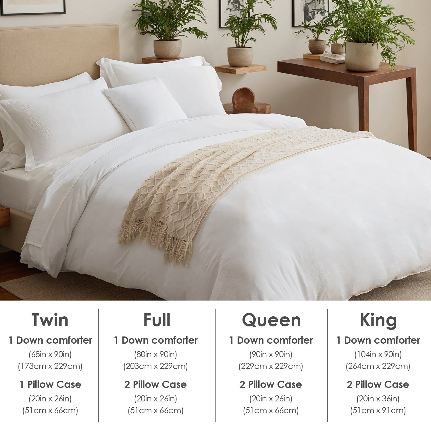 Shopi Vella modern bedroom quilted bedding set in white with decorative beige throw on styled bed